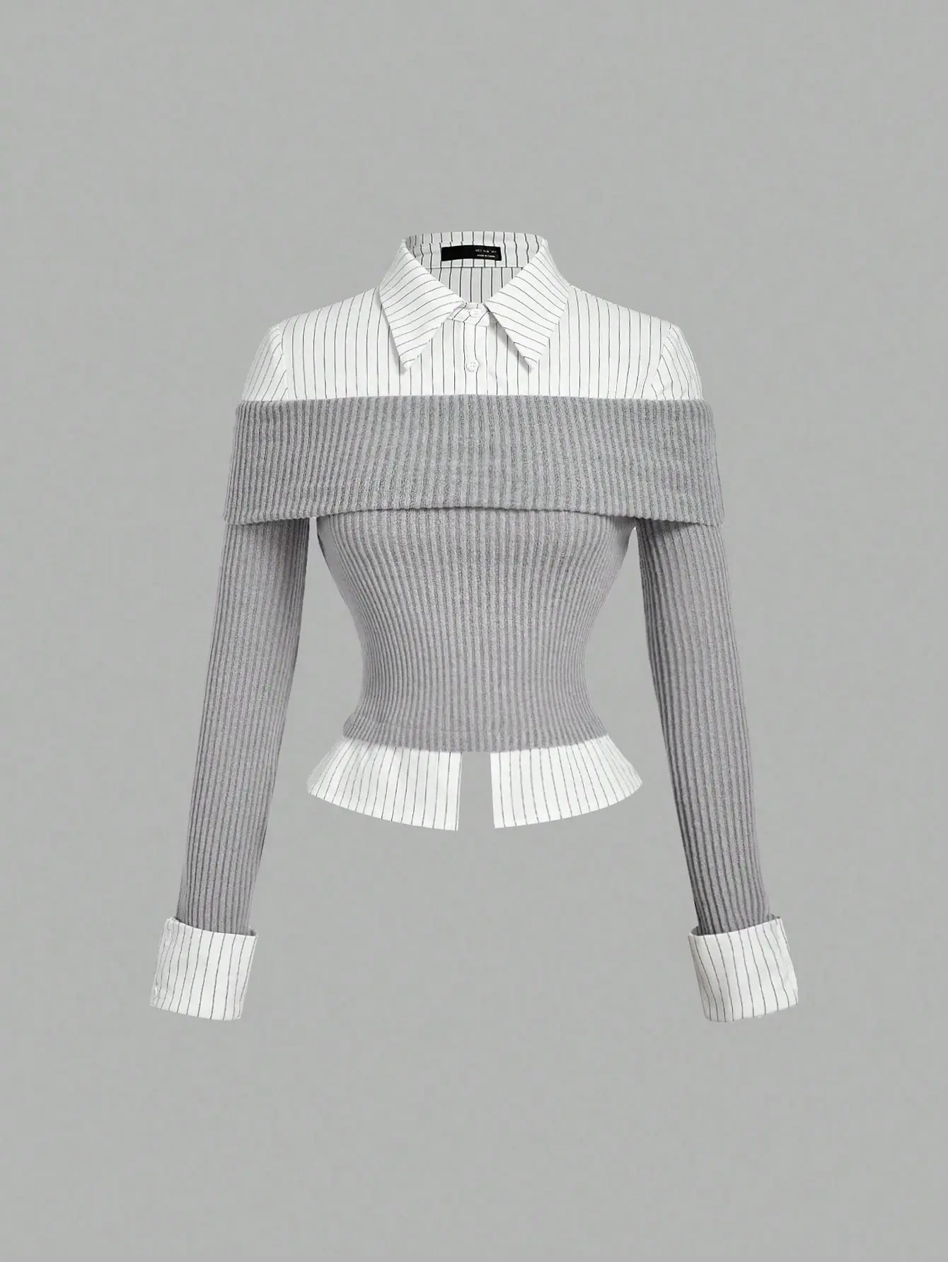  gestricktes gestreiftes Patchwork Hemd