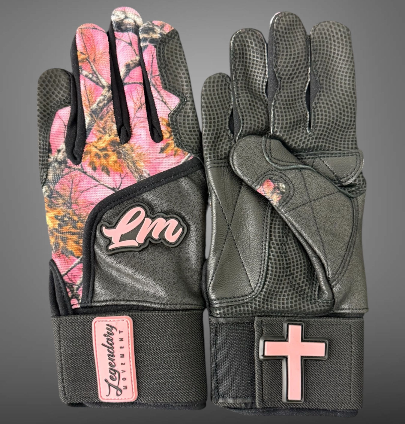 Long Cuff Batting Gloves (Pink Camo)