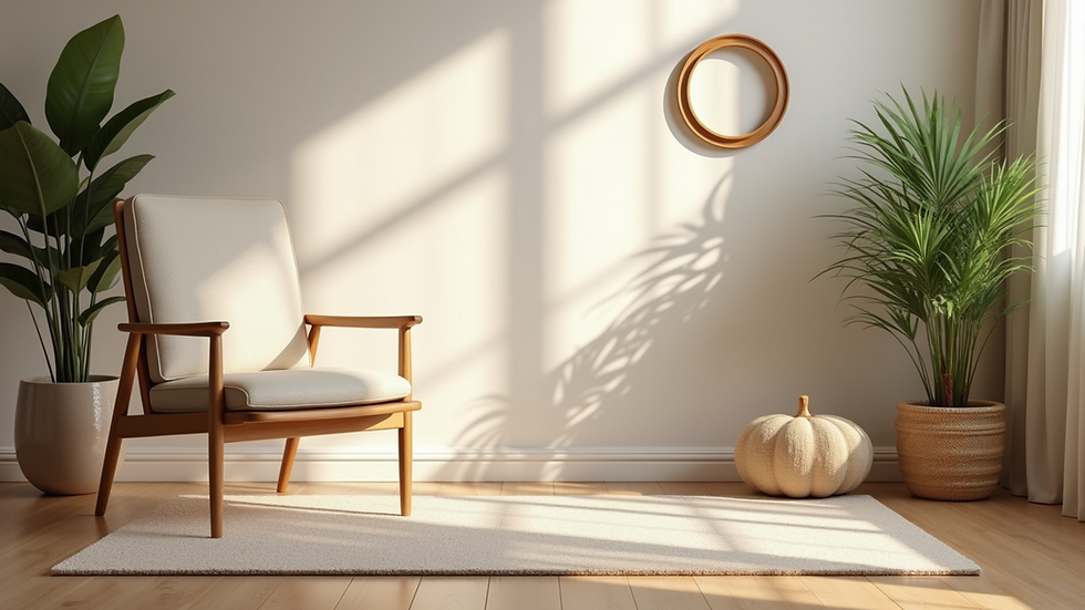 Close-up view of a serene yoga chair with a peaceful ambiance
