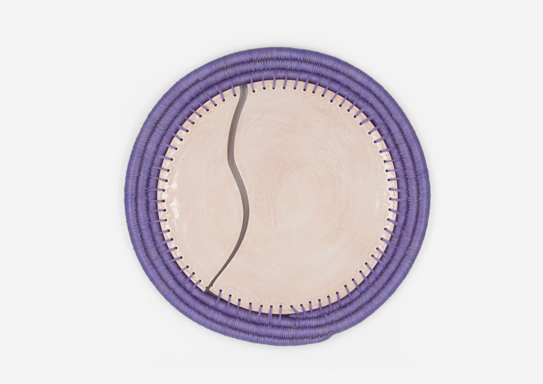 Porta Calientes. Piel Borde Lila. (Tejido)