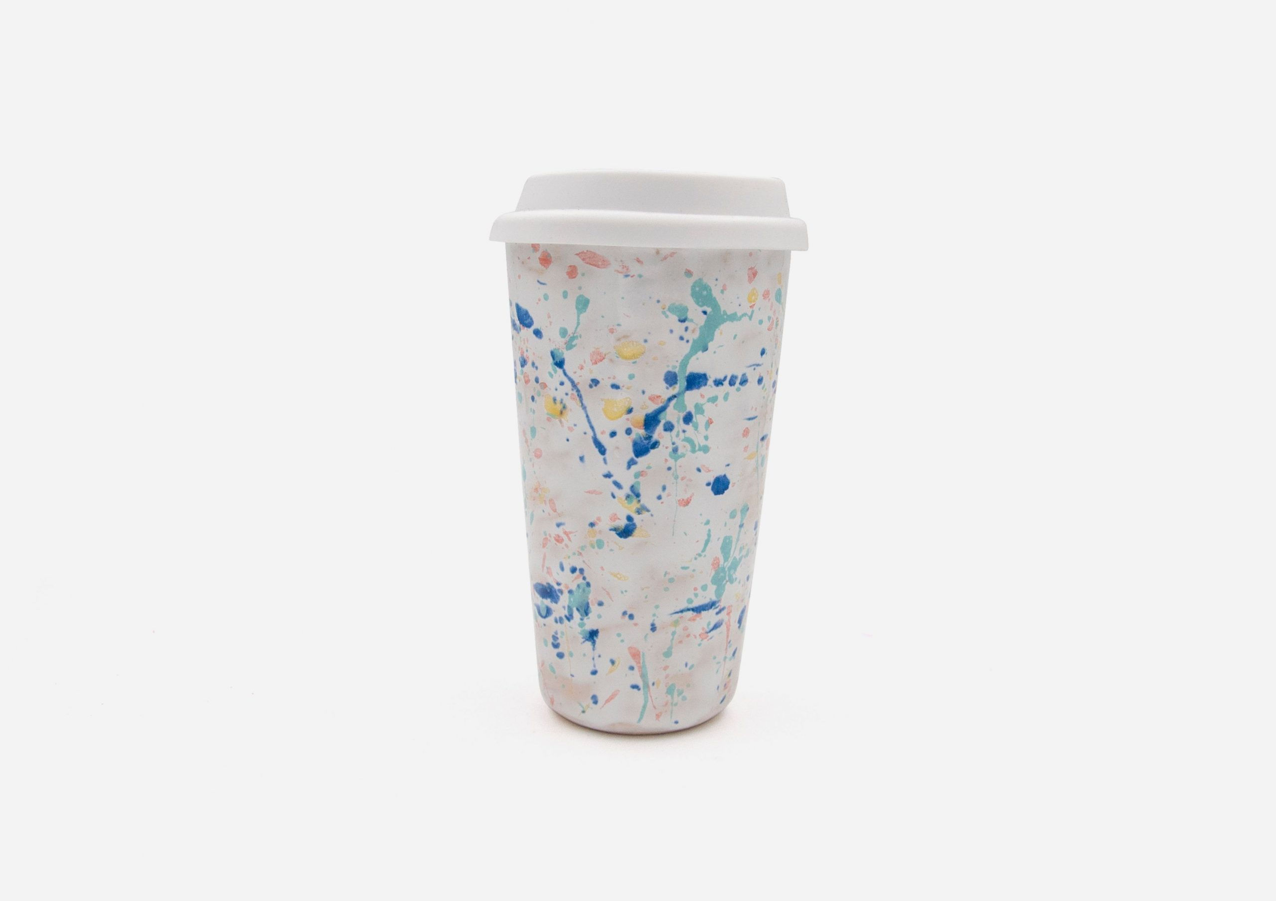 Keep Cup. Blanco Dalmata Arcoiris. (L)