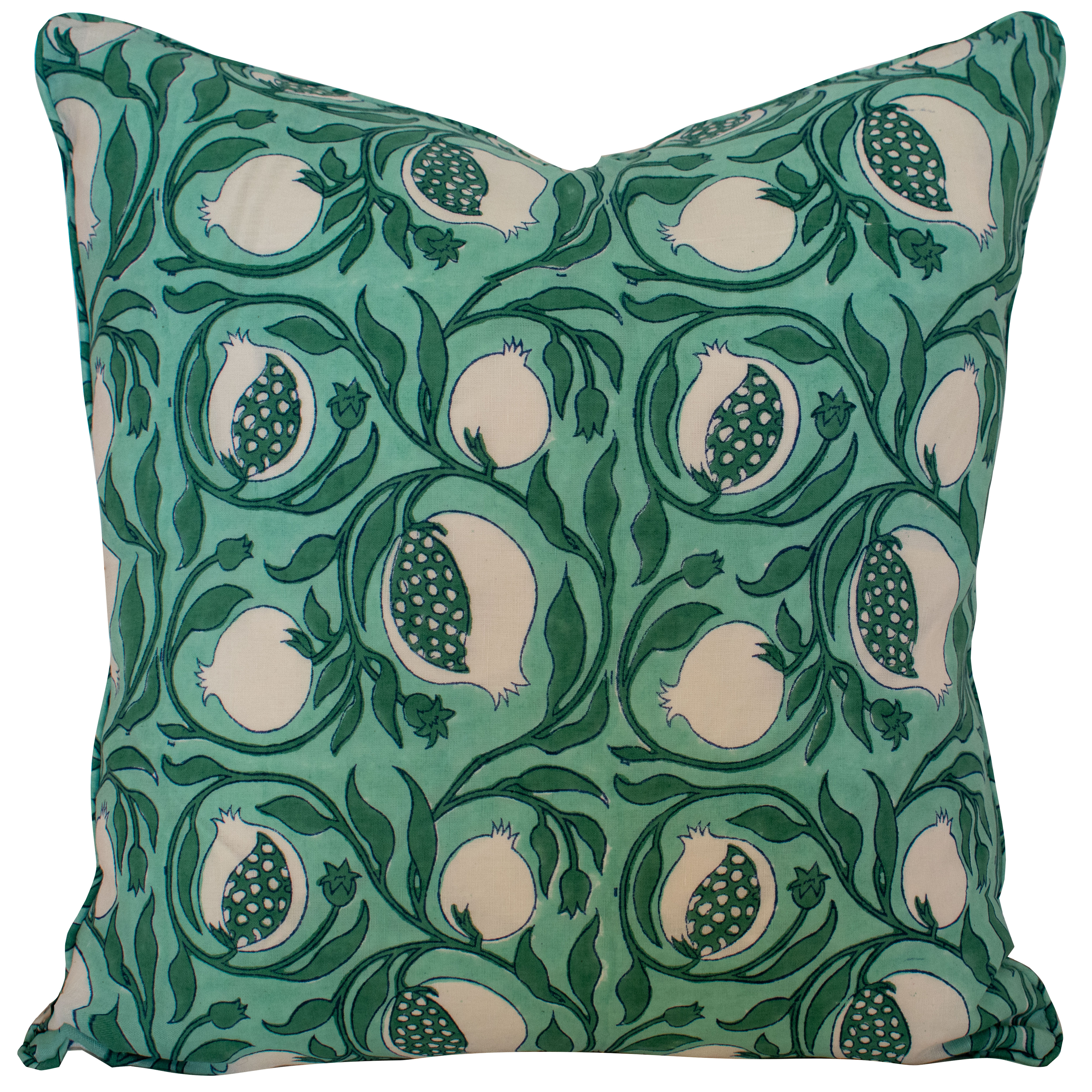 Green Pomegranate with Leaves Cushion