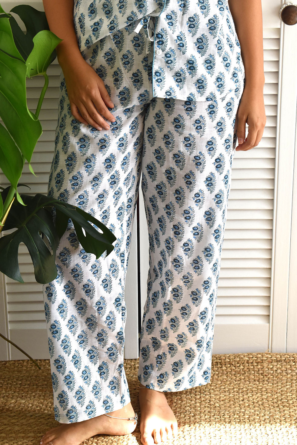 Thumbnail: Blue Dahlia Cotton Pyjama Set