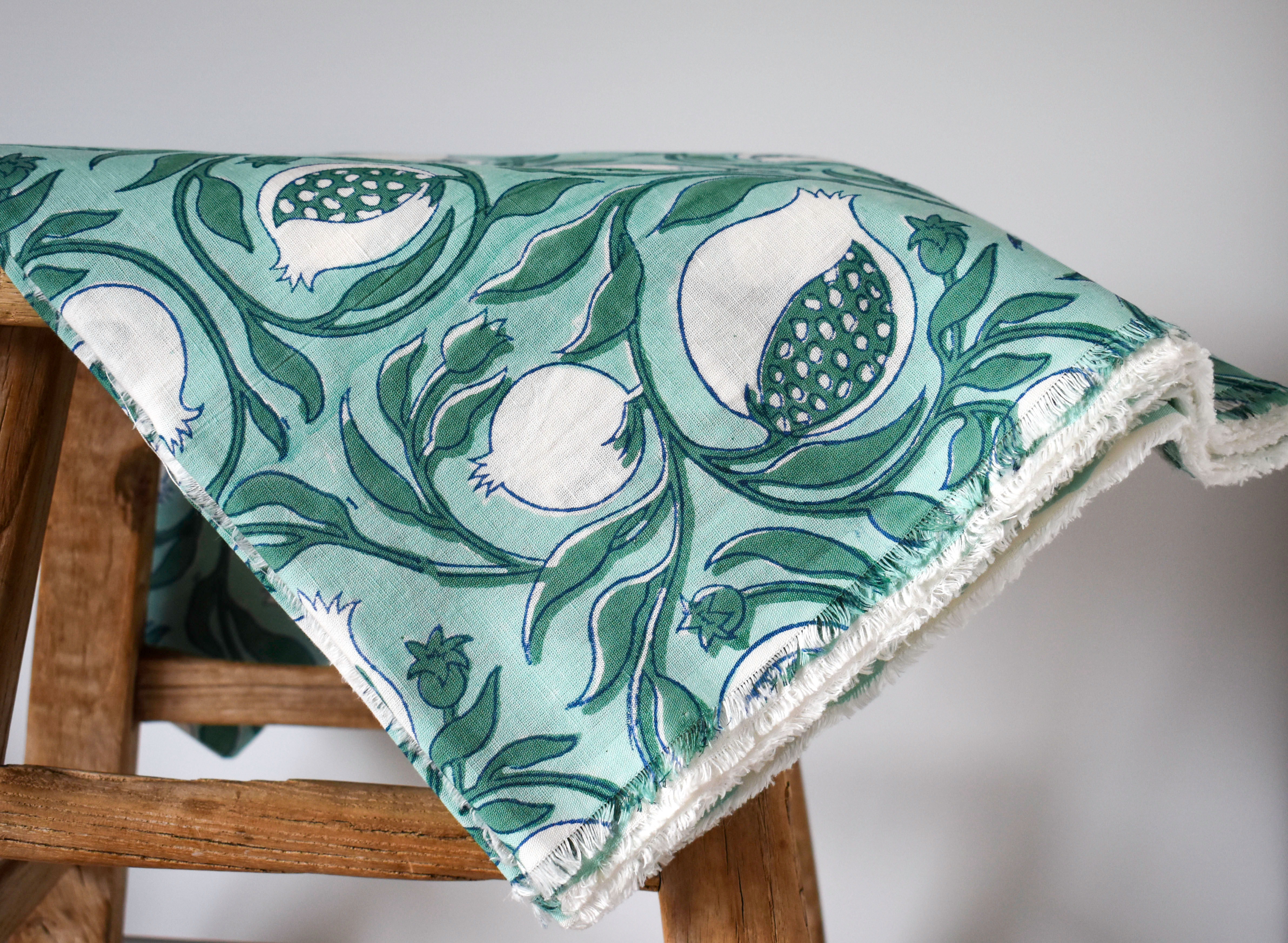 Green Pomegranate with leaves Fabric