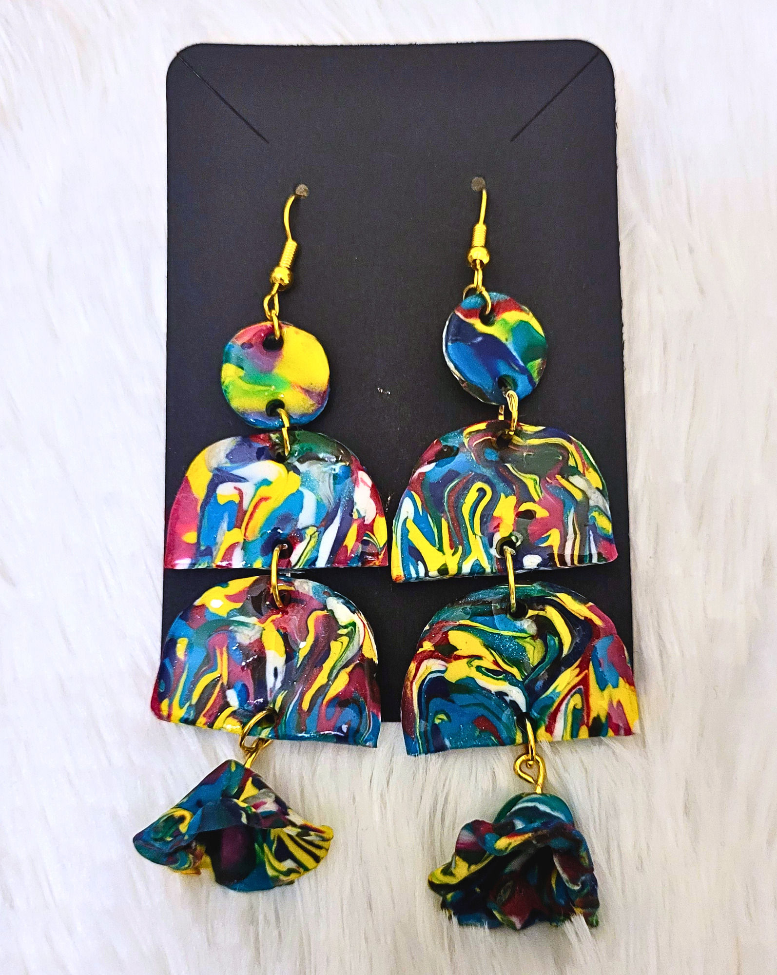 Tiered Marble Dangle Earrings