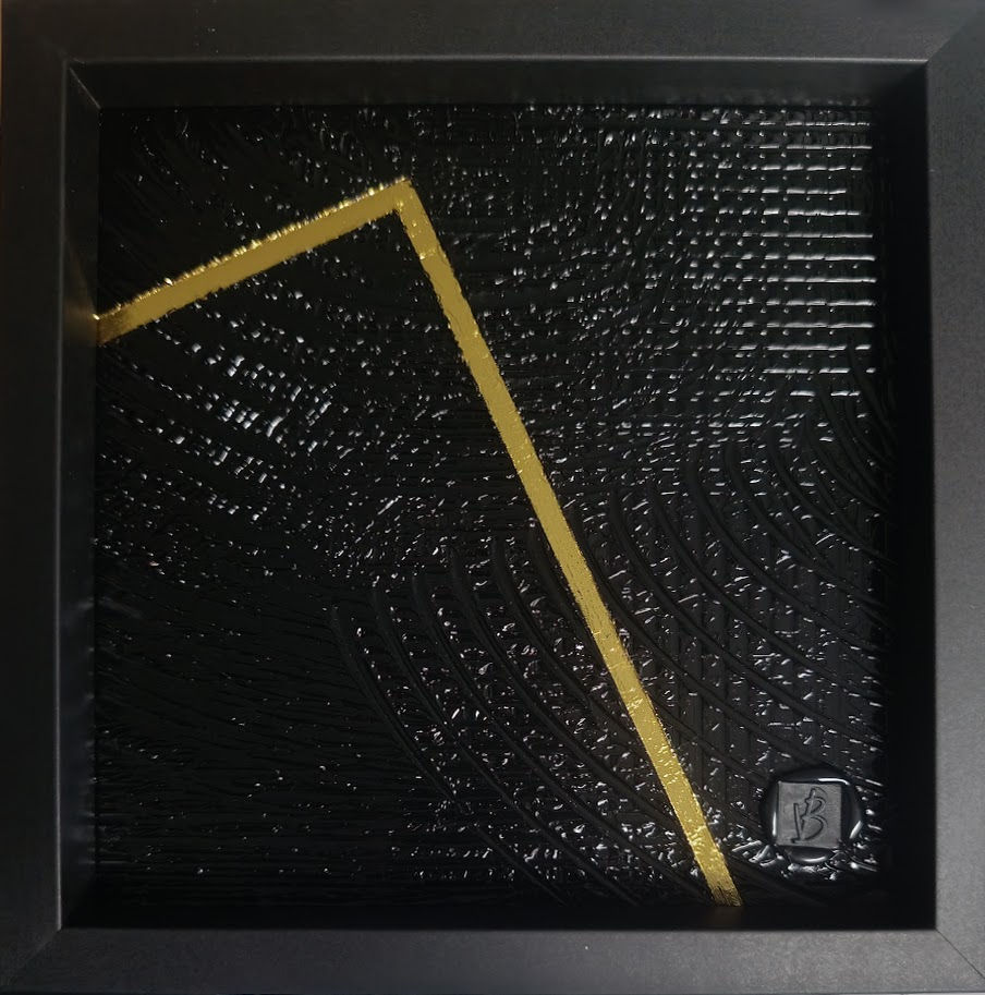 Œuvre d'art petit format de 20x20 cm intitulée "E2OR 3" par veronique bauquel, issue de la série "Empreintes".