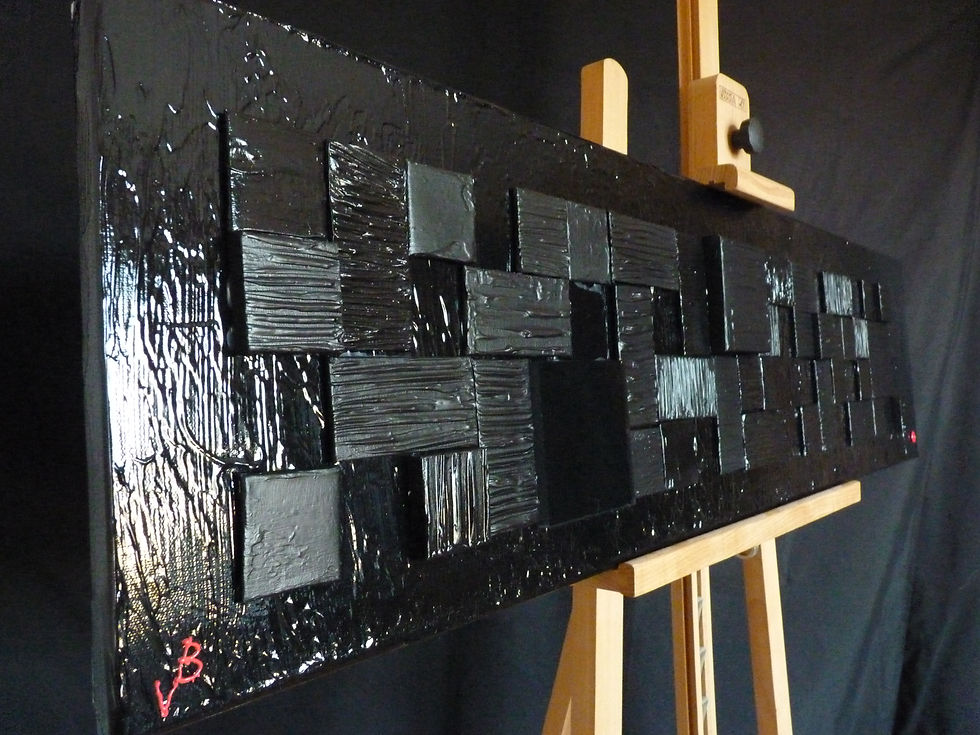Tableau noir brillant composé de toiles enduites et structurées.