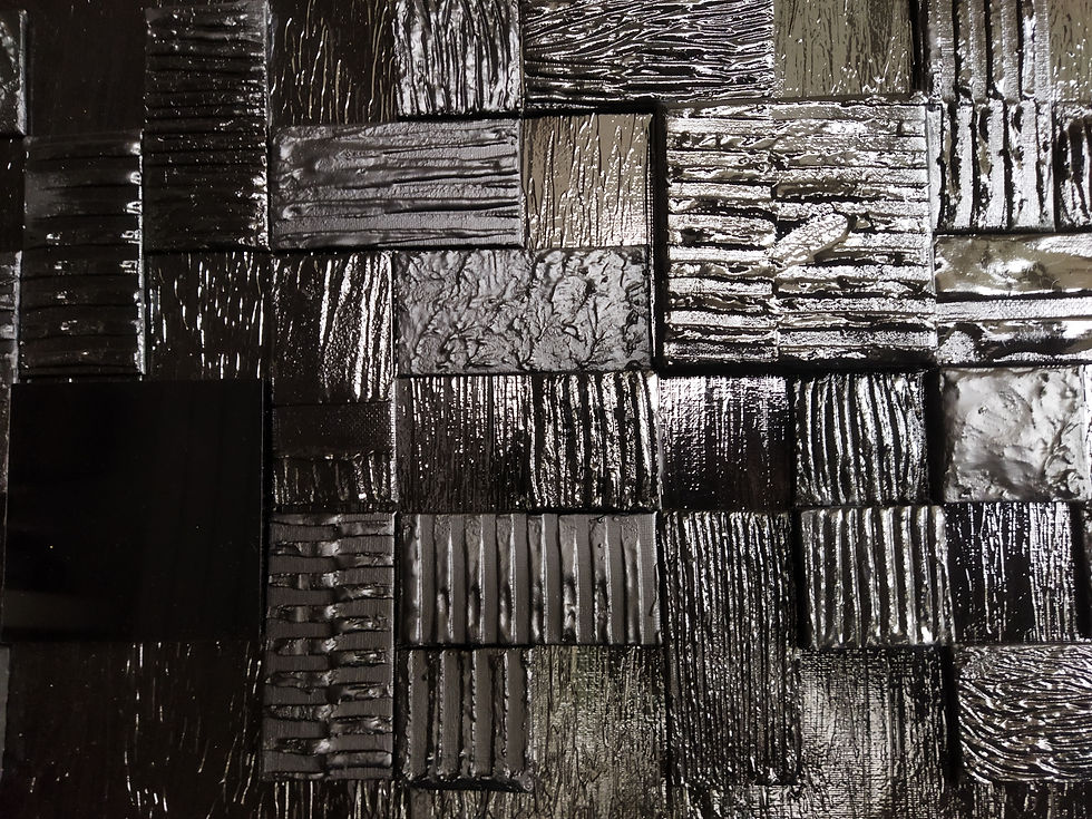 Collage 3d sur toile, toiles, enduit, acryliques, plexi.