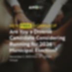 Photo of people's hands in a "team fan" as background.  AMO (Association of Municipalities of Ontario) logo at top.  Yellow text:  New FREE Workshop.  Bold white text:  Are You a Diverse Candidate Considering Running for 2026 Municipal Election?