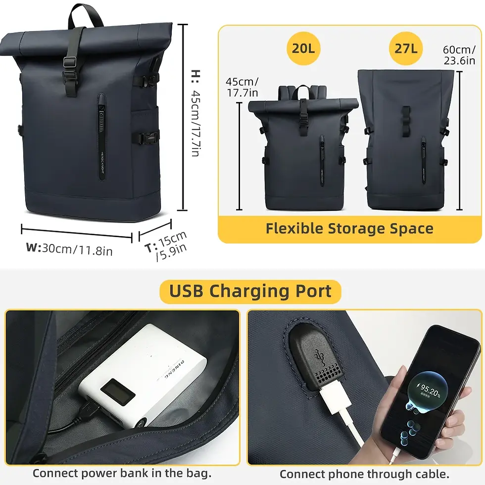 Thumbnail: HK Large 15.6 Inch Laptop Backpack Men Anti-Theft Travel Backpack for Business