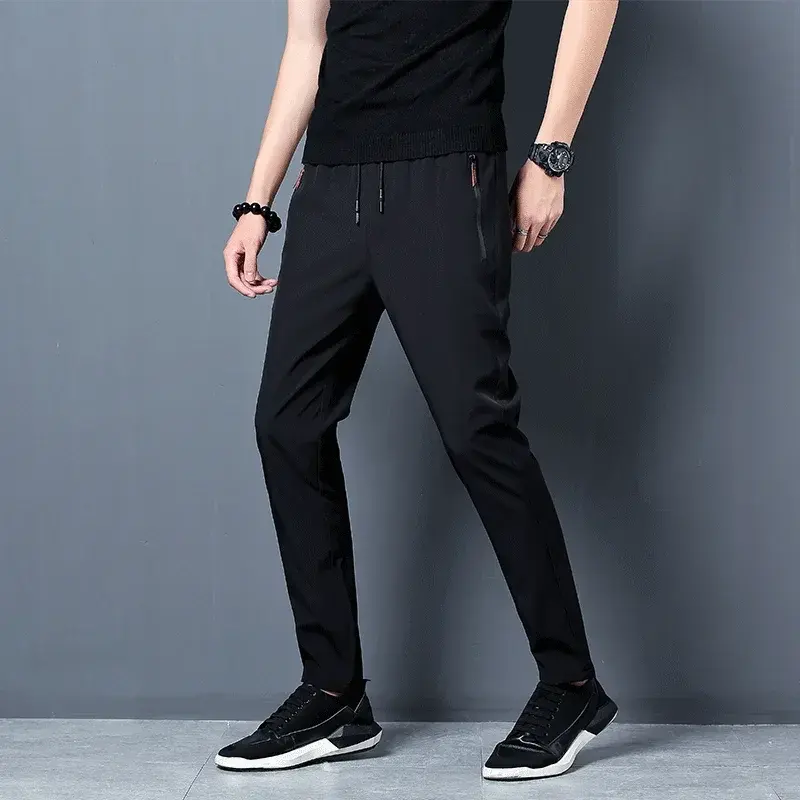 Thumbnail: Men's Casual Pants Straight Slim Fit Elastic Waist Jogger Korean Classic Blue