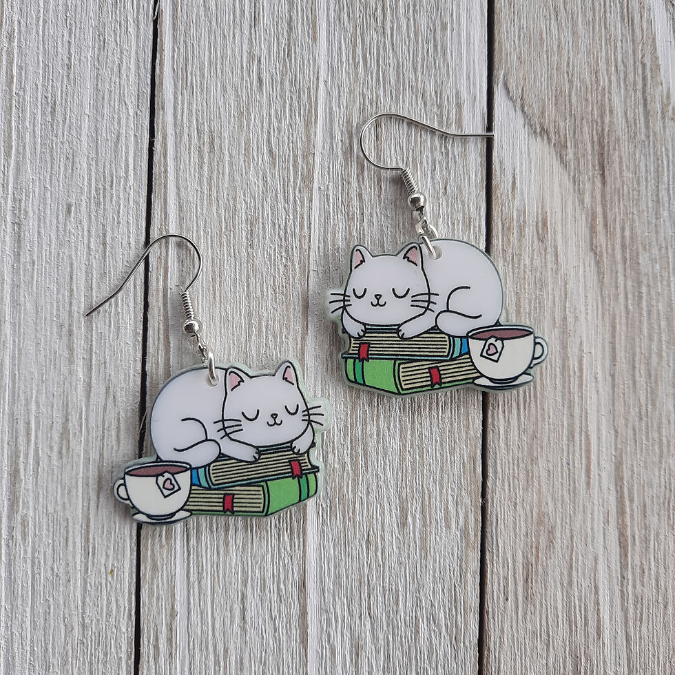 Book Cat Acrylic Earrings (#3)