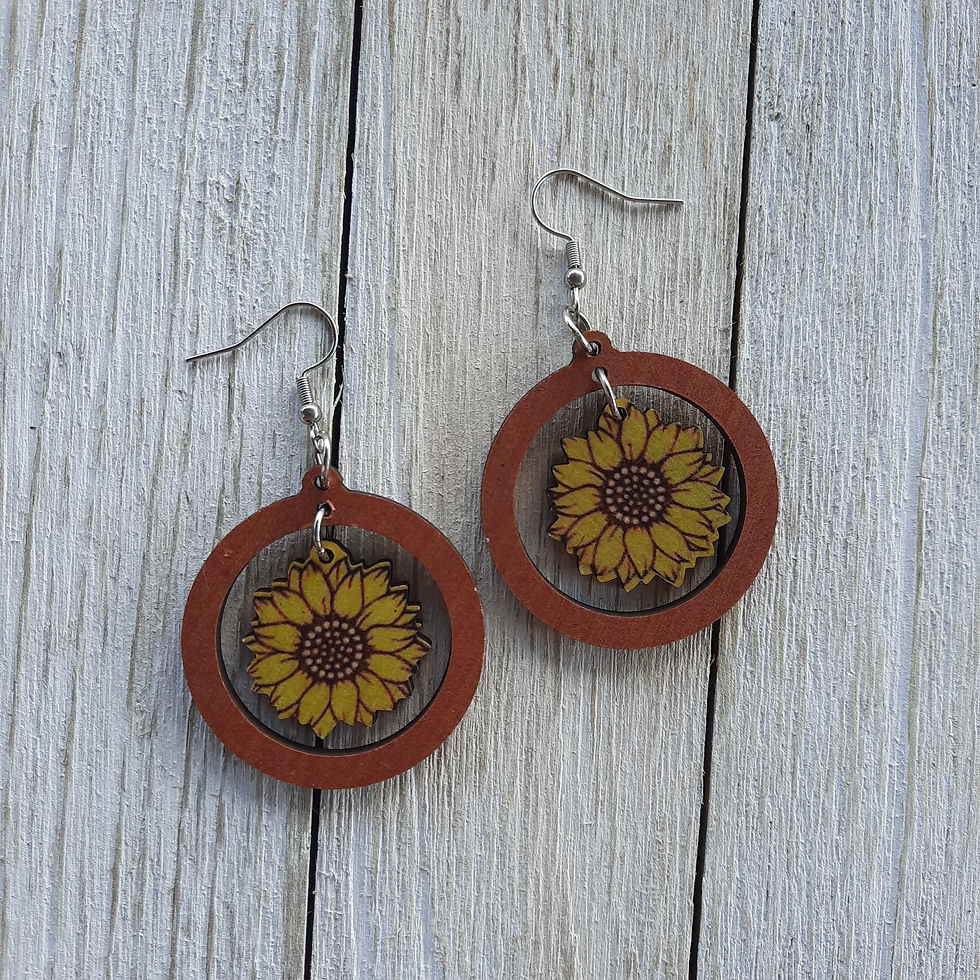 Sunflower Wooden Earrings (#8)