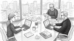 Das Vertriebsteam tauscht sich in einem modernen Büro aus und arbeitet gemeinsam an neuen Lösungen.