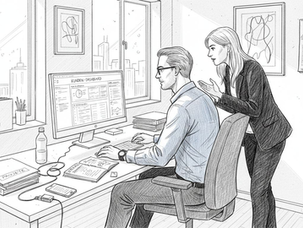 Ein Vertriebsleiter im B2B-Bereich bespricht gemeinsam mit seinem Team die optimale Strategie zur Generierung neuer Geschäftskontakte.