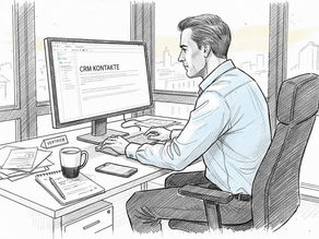 Vertriebsleiter pflegt und aktualisiert die Kontaktdaten von Interessenten im CRM-System.