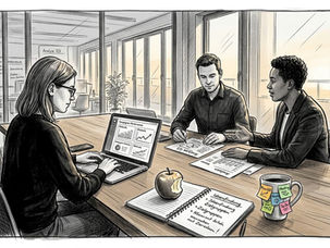 Das B2B-Marketingteam wertet die Ergebnisse seiner aktuellen Kampagne aus.