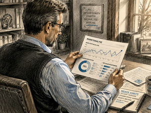 Der Vertriebsleiter analysiert aktuelle Marktstudien zum B2B-Bereich.