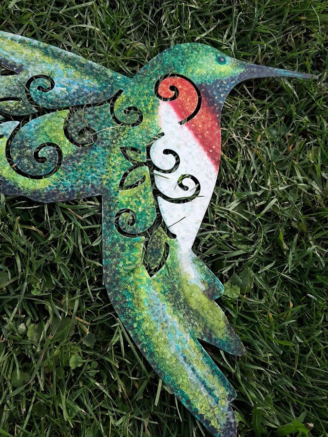 Thumbnail: Large Hand-Painted Metal Hummingbird MADE TO ORDER