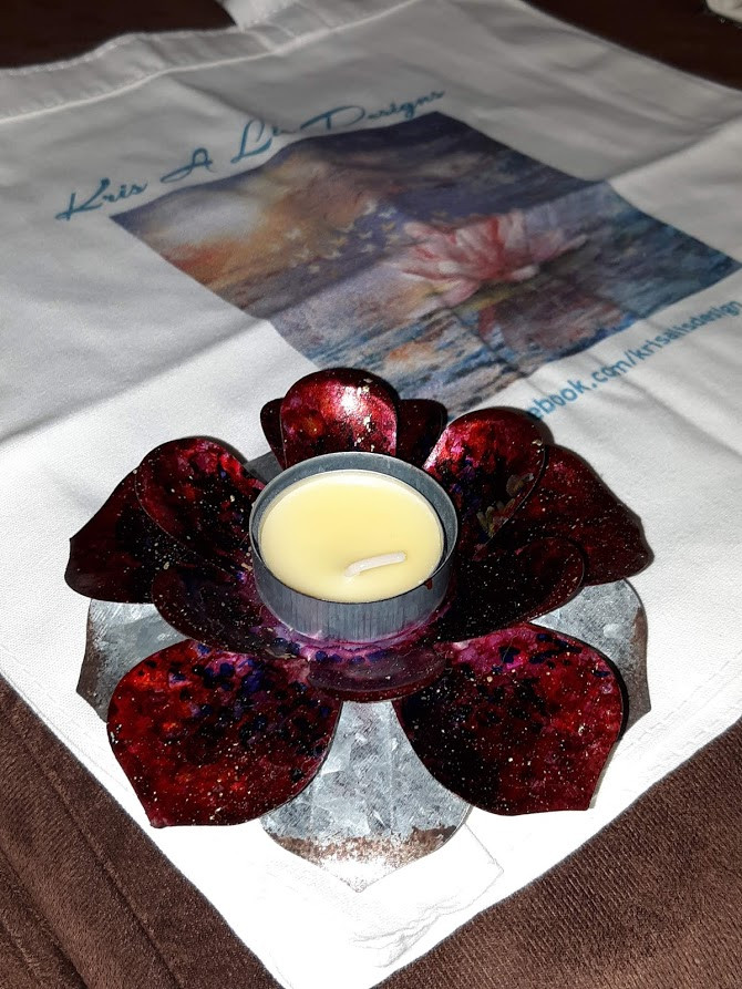 Thumbnail: Alcohol inked lotus flower &Lotus Heart bag