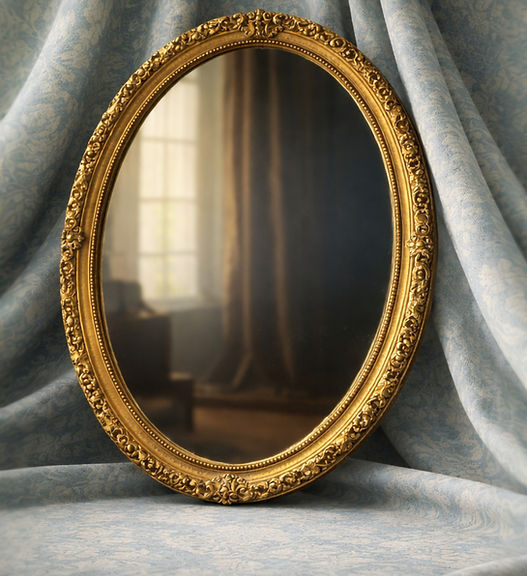 “Vintage gold-framed mirror inherited from the author’s grandmother”
