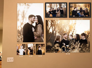 Custom designed gallery wall of fall family photos