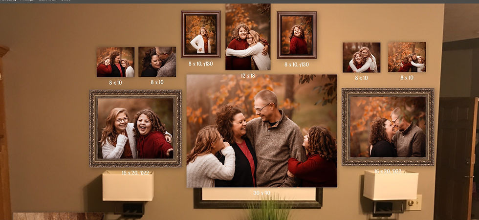 Custom wall art display of fall family photos in Ft. Calhoun, NE