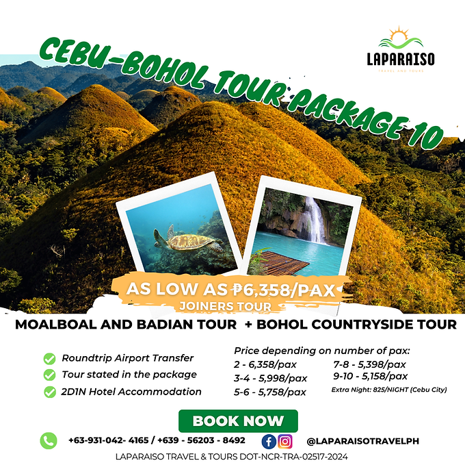 CEBU-BOHOL TOUR PACKAGE 10 - 2D1N AS LOW AS ₱6,358/pax