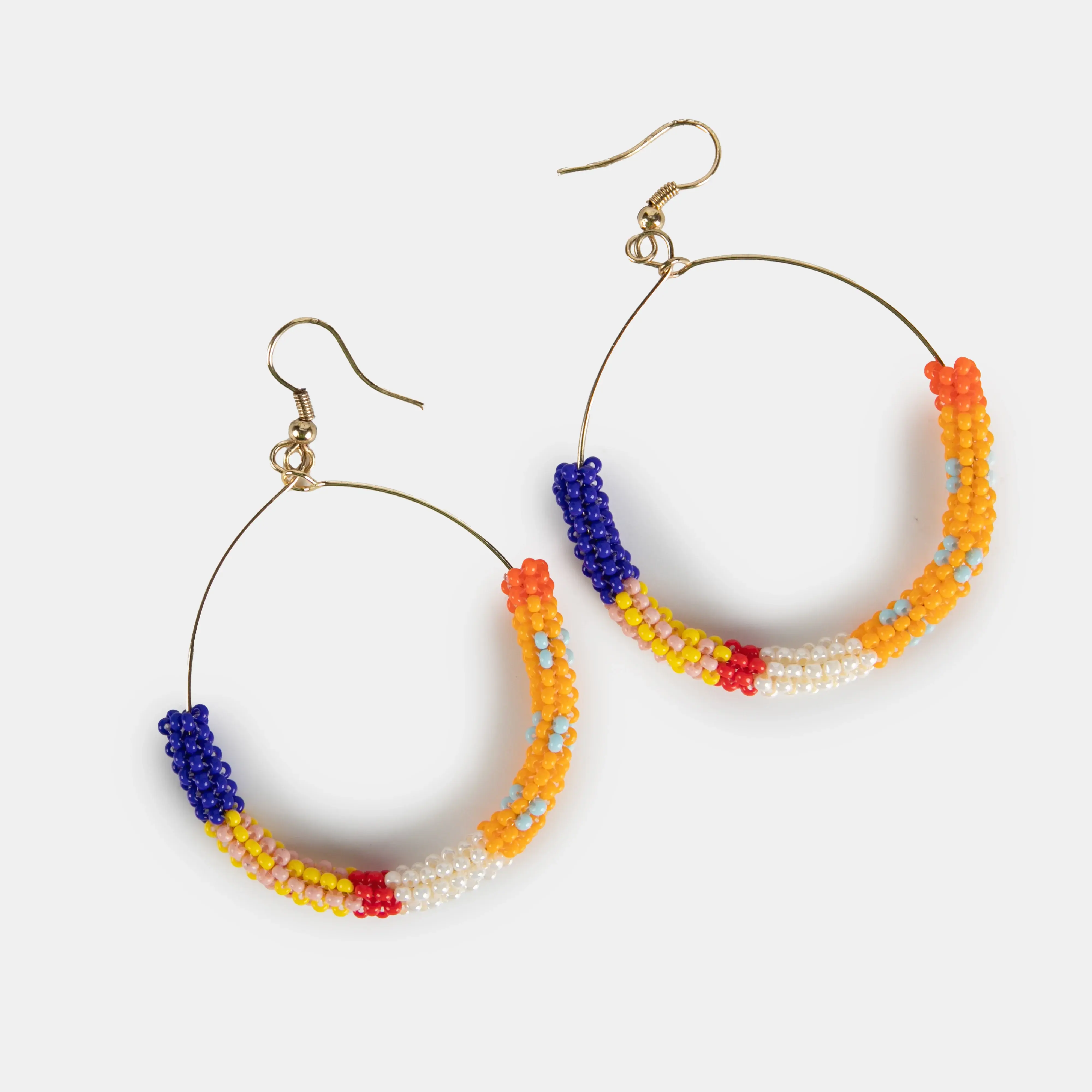 Merike Beaded Hoop Earrings - Orange