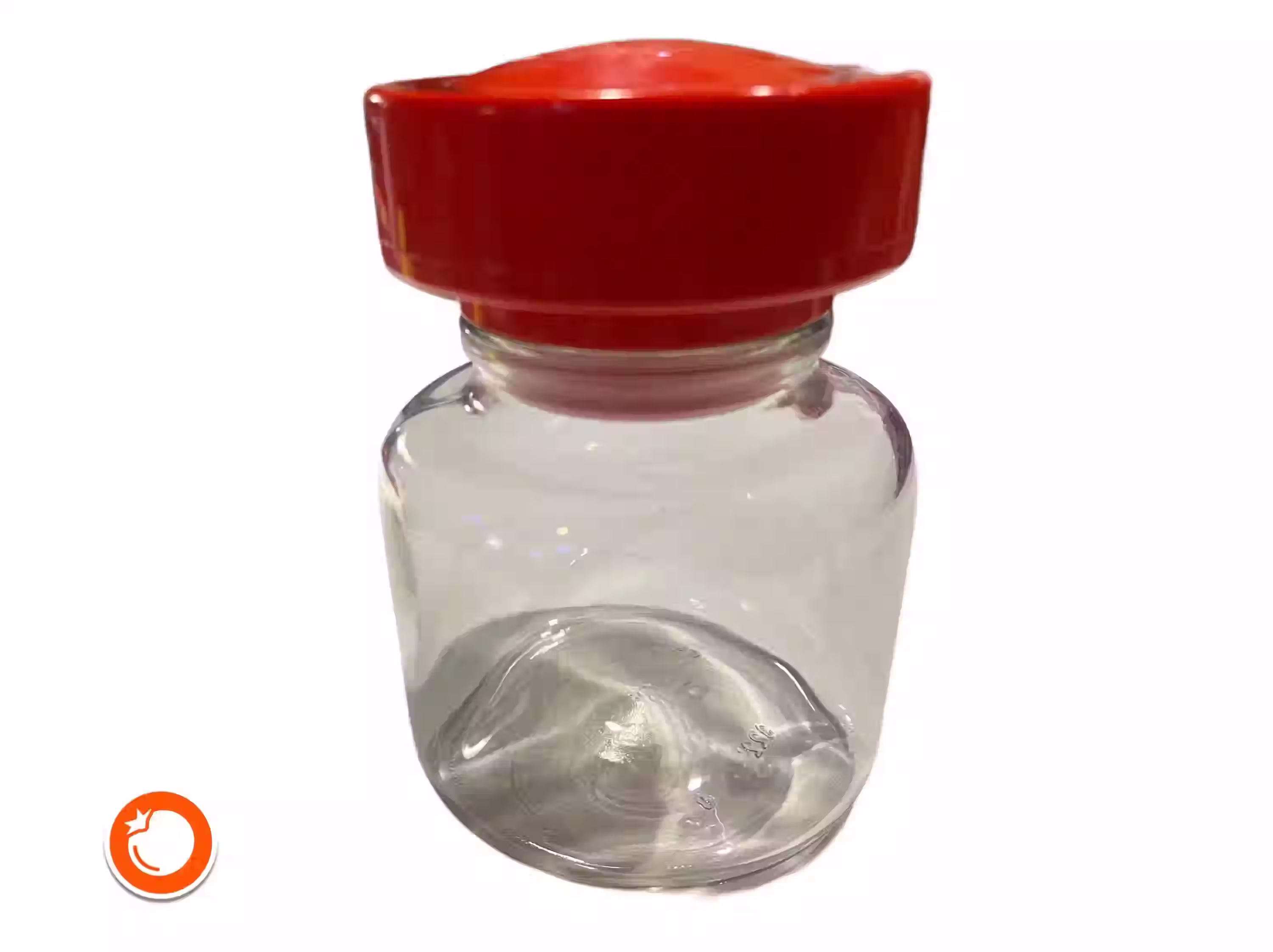 1970er Vorratsdose ca. 1 Liter rot Glas 15cm / Dose Germany WP06