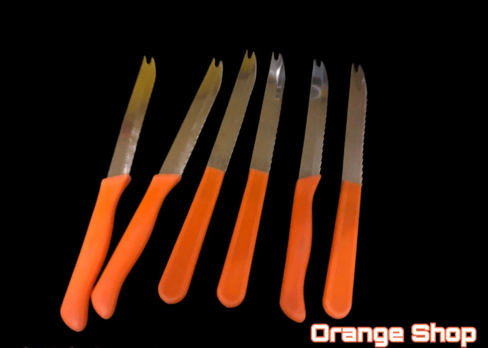 1970er Steakmesserset mit 6 Messern orange gebraucht Germany