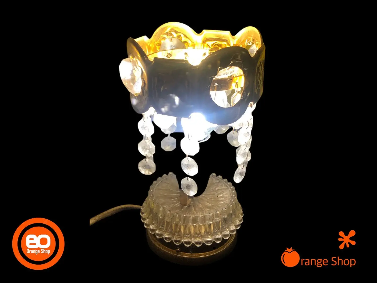 1980er Nachttischleuchte Vienna Prater 24cm  Karussell Lampe aus Glas und Messin