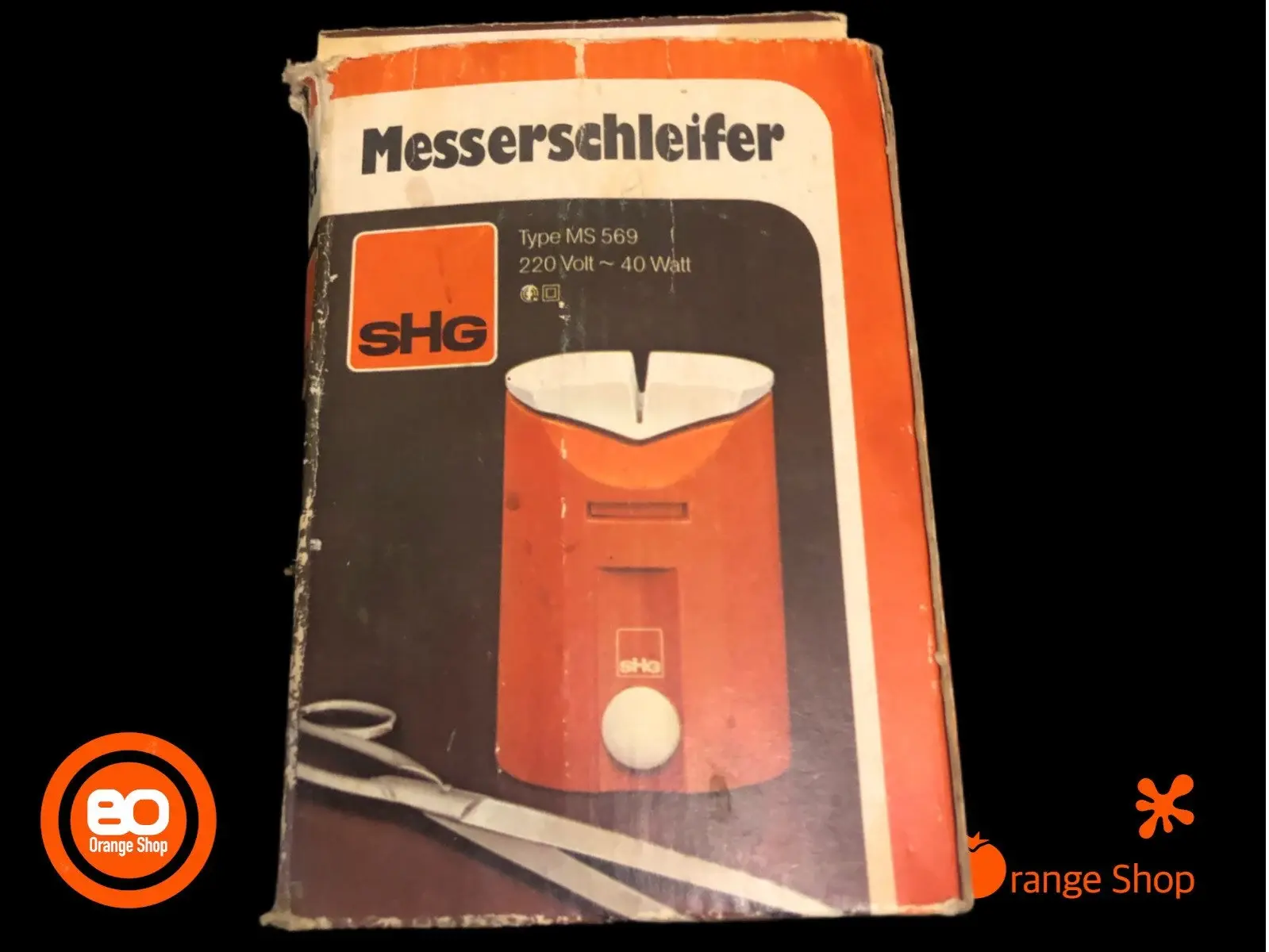 1970er elektr. Messerschleifer SHG MS569 orange OVP Full Set Germany