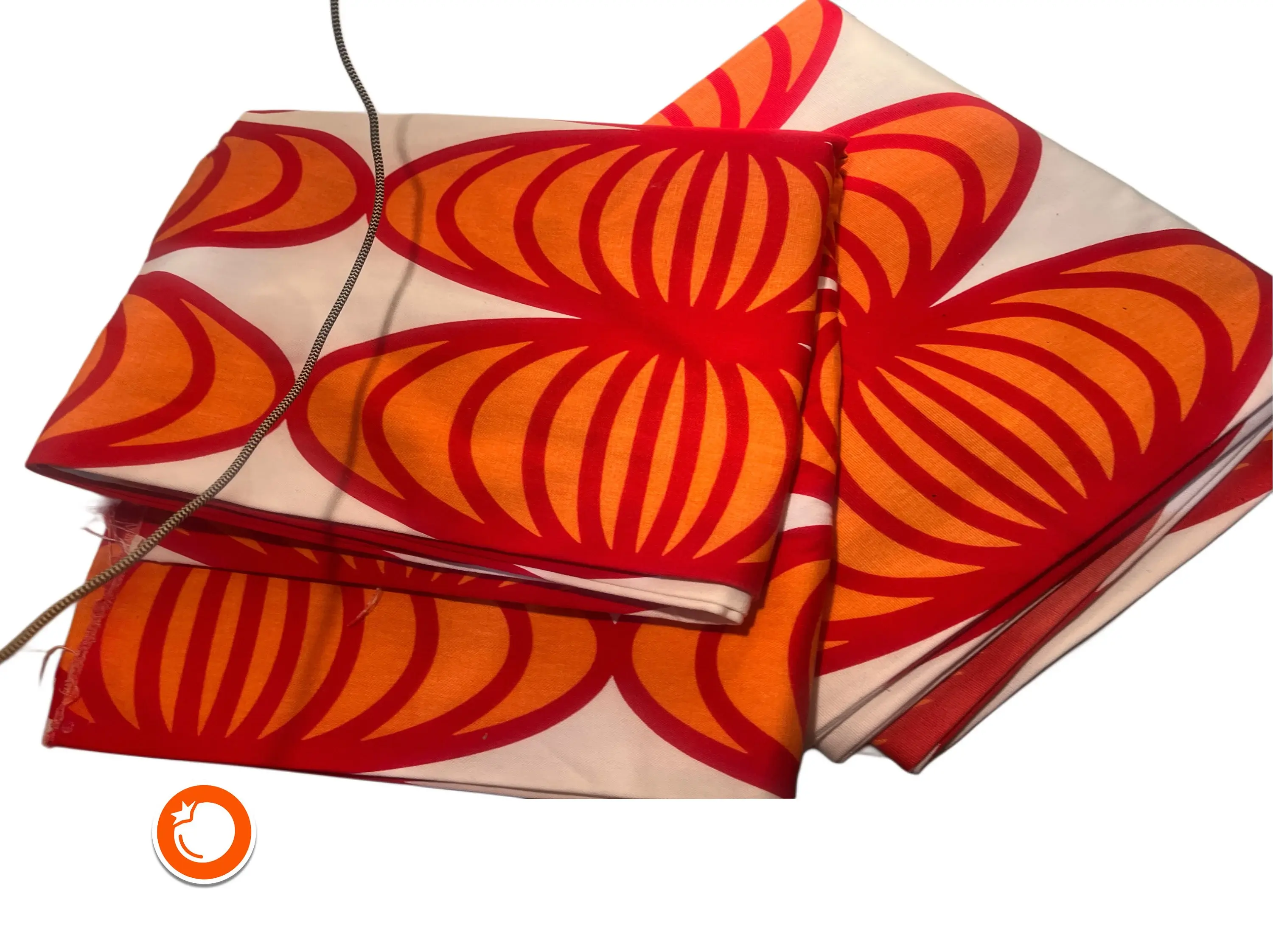 1970er 2 Vorhänge neu orange 210cm*60cm Baumwolle Germany