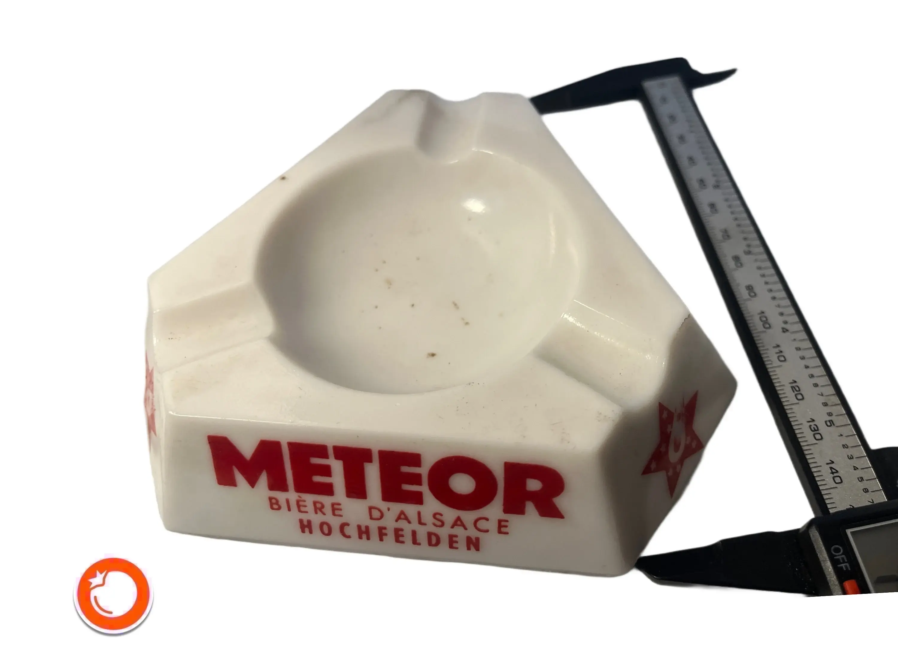 1960er original METEOR Biere Elsass Werbe-Aschenbecher Porzellan Sammler-Ascher