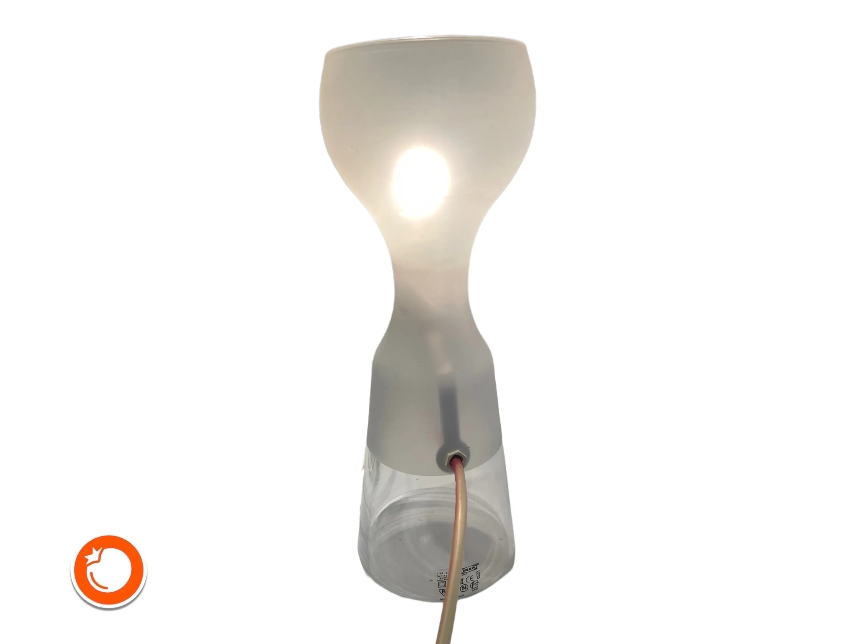 1980er IKEA Schlager Designerlampe Glas Tischleuchte weiß Nachttischlampe Sweden