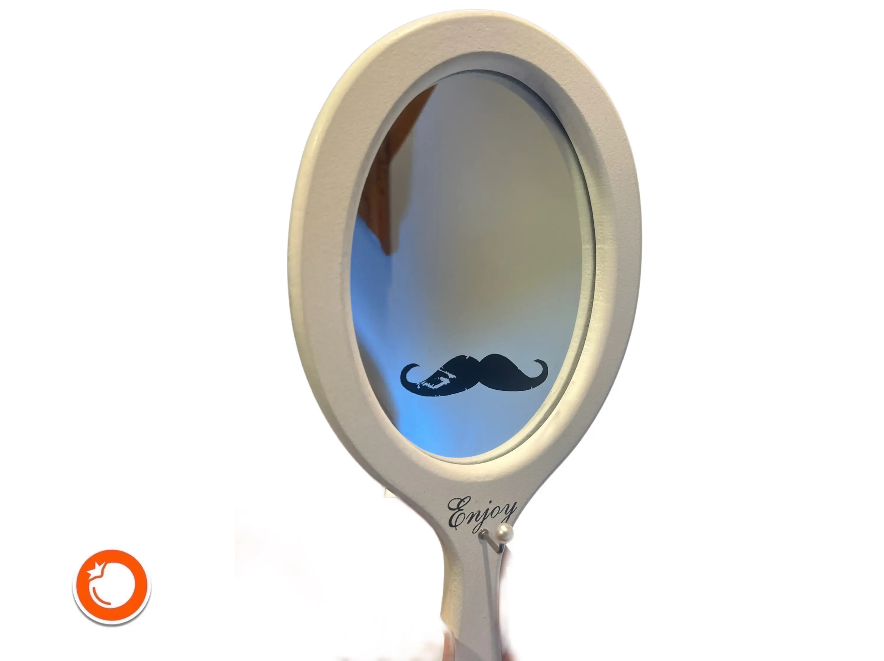 1970er  Spiegel,  Hand- & Wandspiegel,  Schminkspiegel,  Makeup Mirror  weiß  Ge