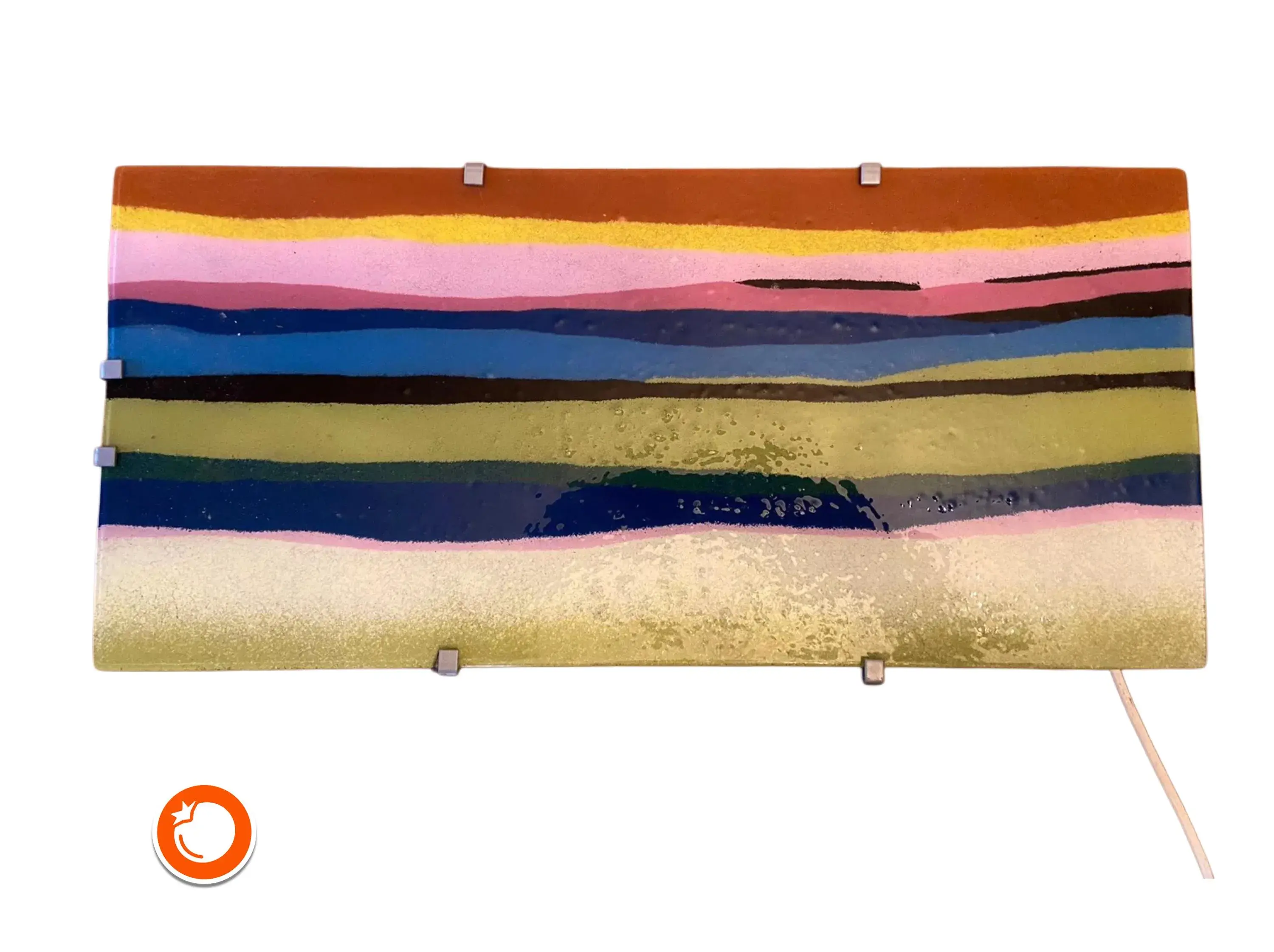 1990er Wandlampe IKEA Gyllen 0409 Lampe 55cm Glas 2-flammig Komposition grün rot