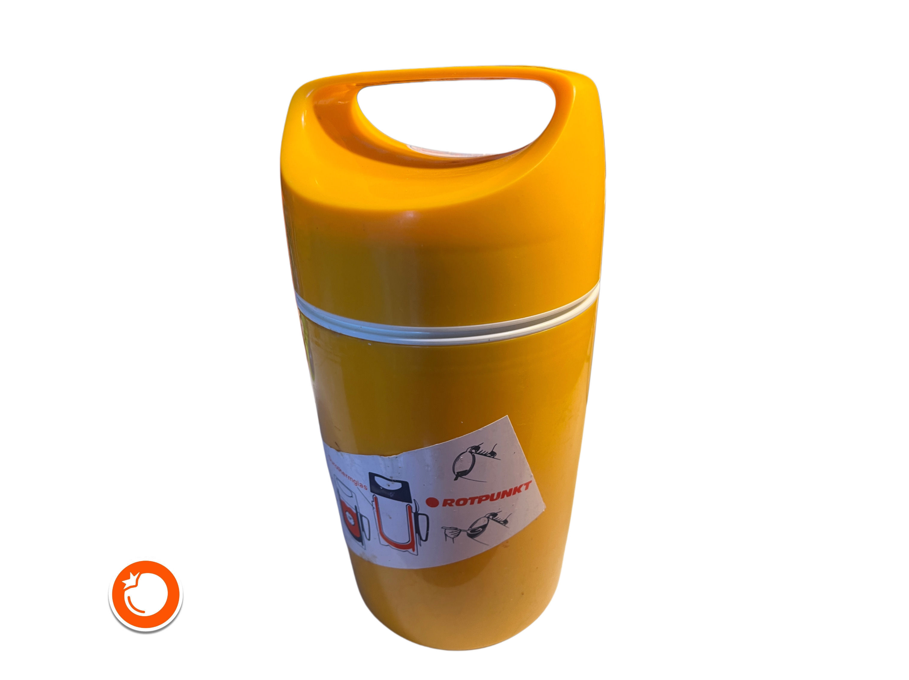 1970er Rotpunkt Henkelmann Isolierspeisegefäß 30cm Thermokanne Hardglas