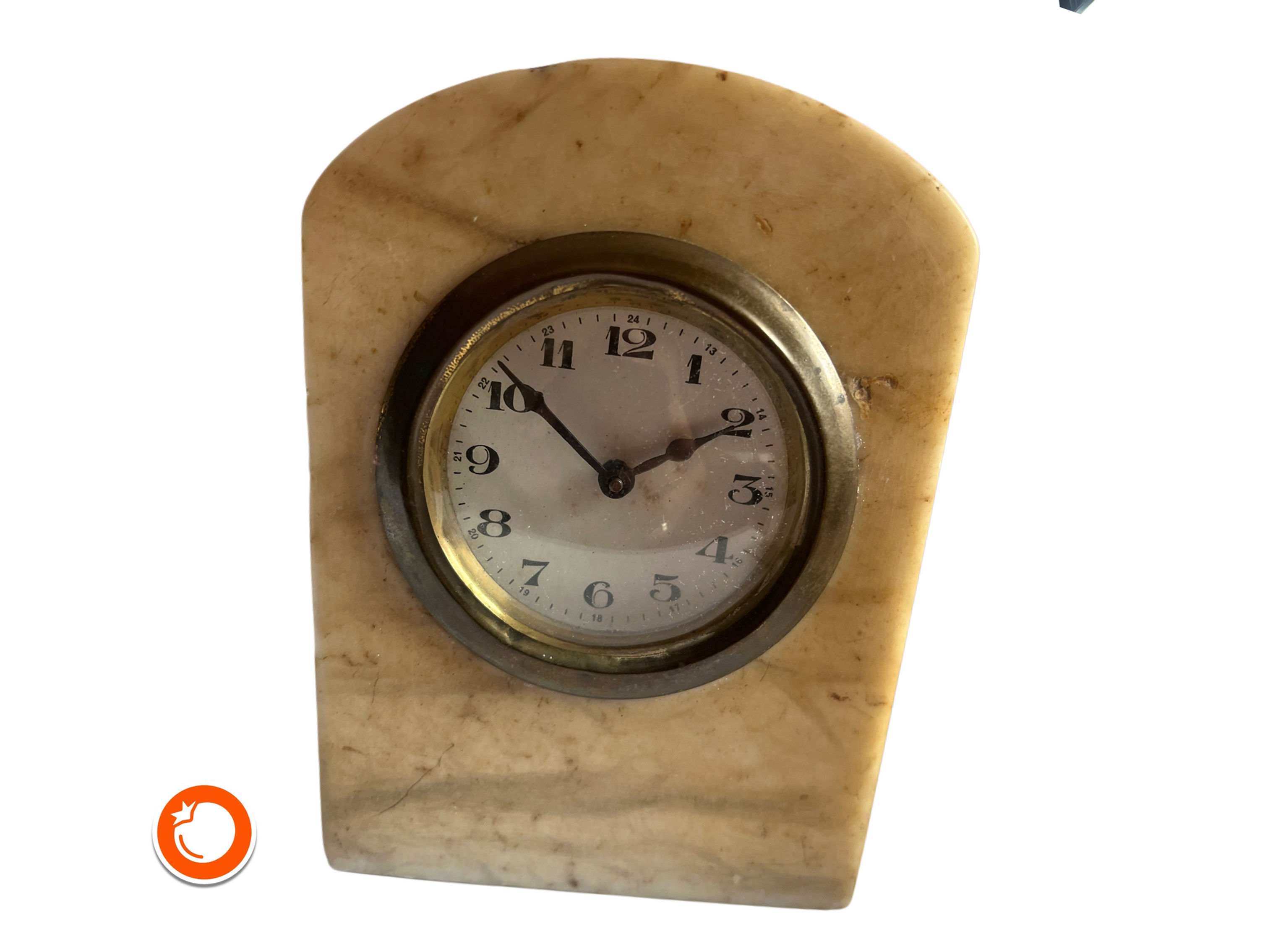 1940er Art Deco Wecker Tischuhr im Mamorgehäuse läuft Germany