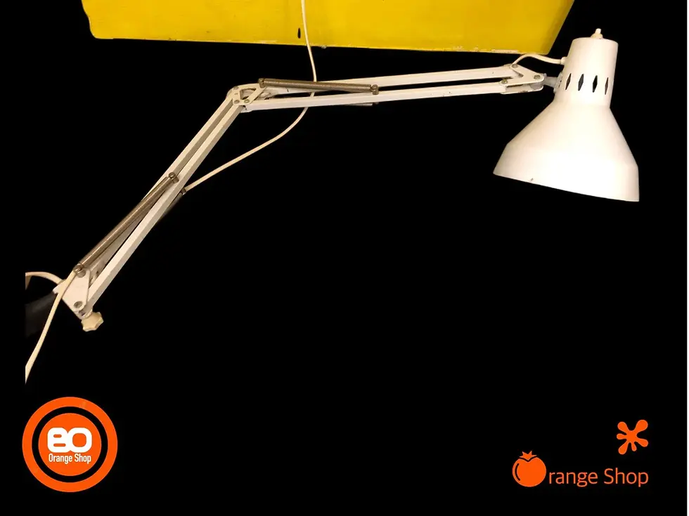 1970er Architektenlampe DESIGNKLASSIKER Schreibtischlampe weiß mit Halterung & n