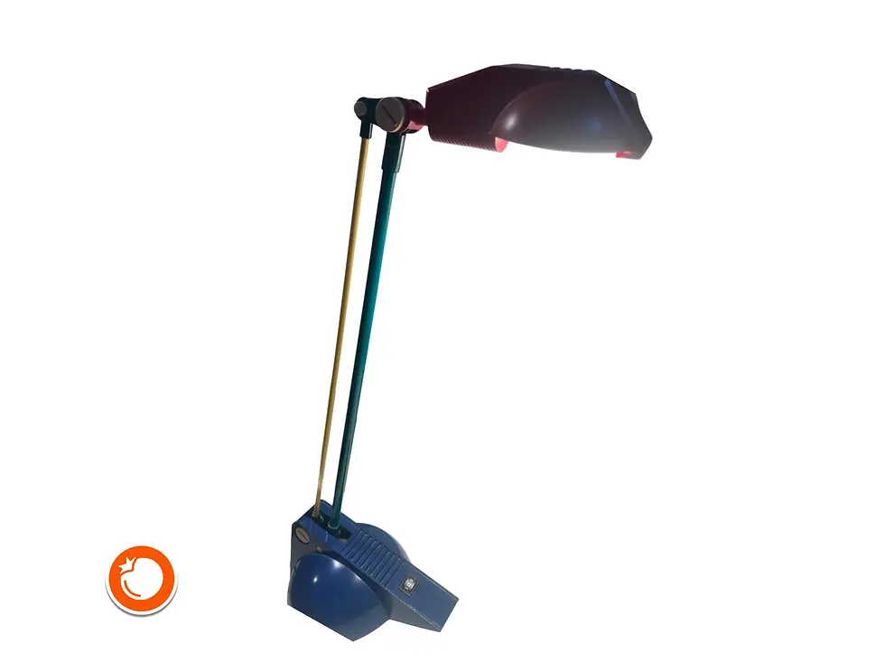 Miniaturbild: 1980er Honsel TX35 Memphis Style Schreibtischlampe gelb-rot-blau  vintage Tischl