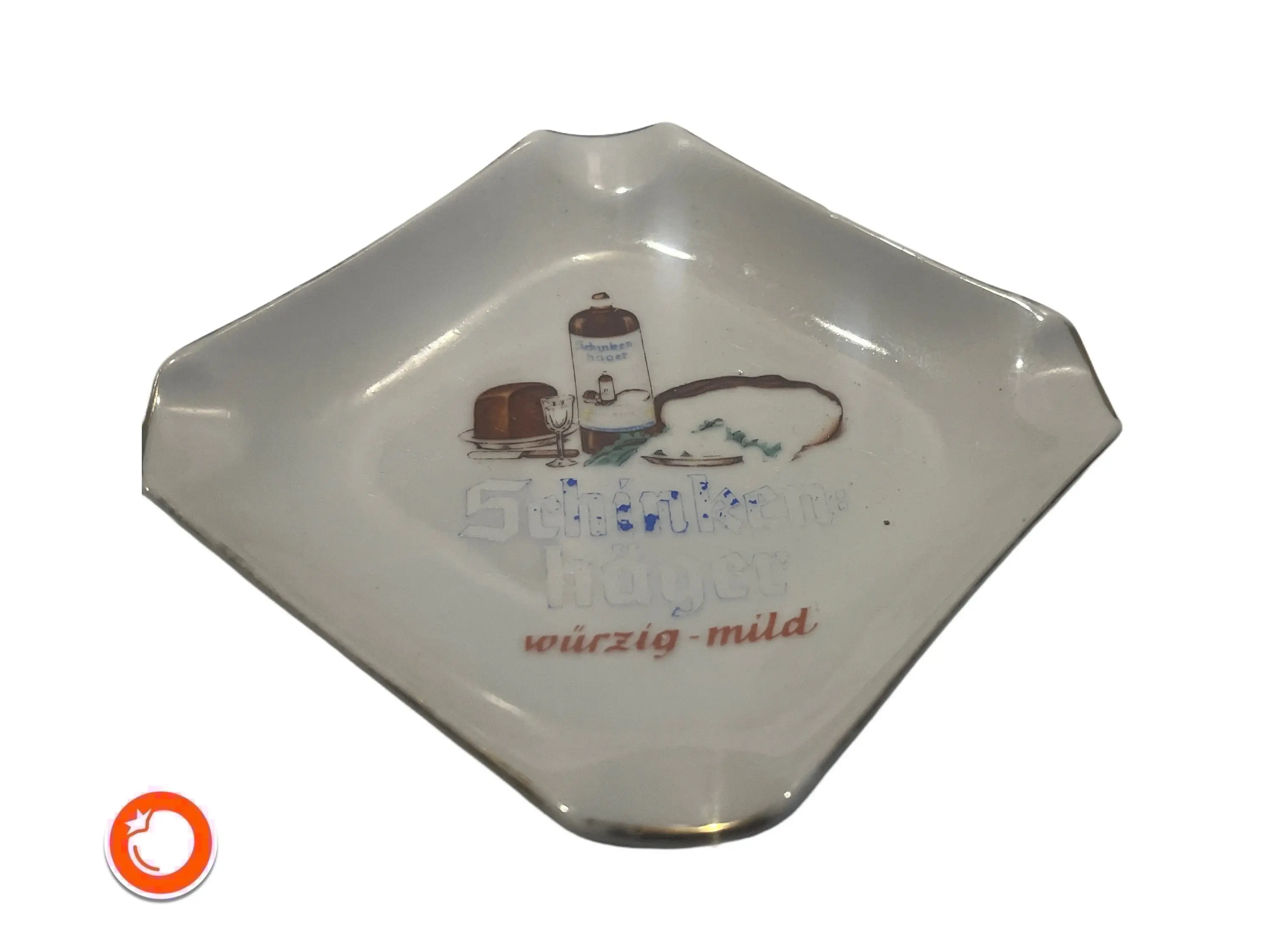 1960er Altenkunstadt Bavaria Porzellan Aschenbecher Schinken Hager handbemalt
