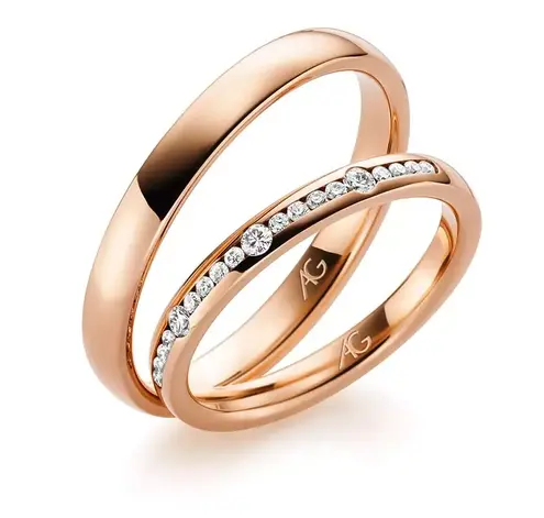 Trauringe rotgold mit Brillanten