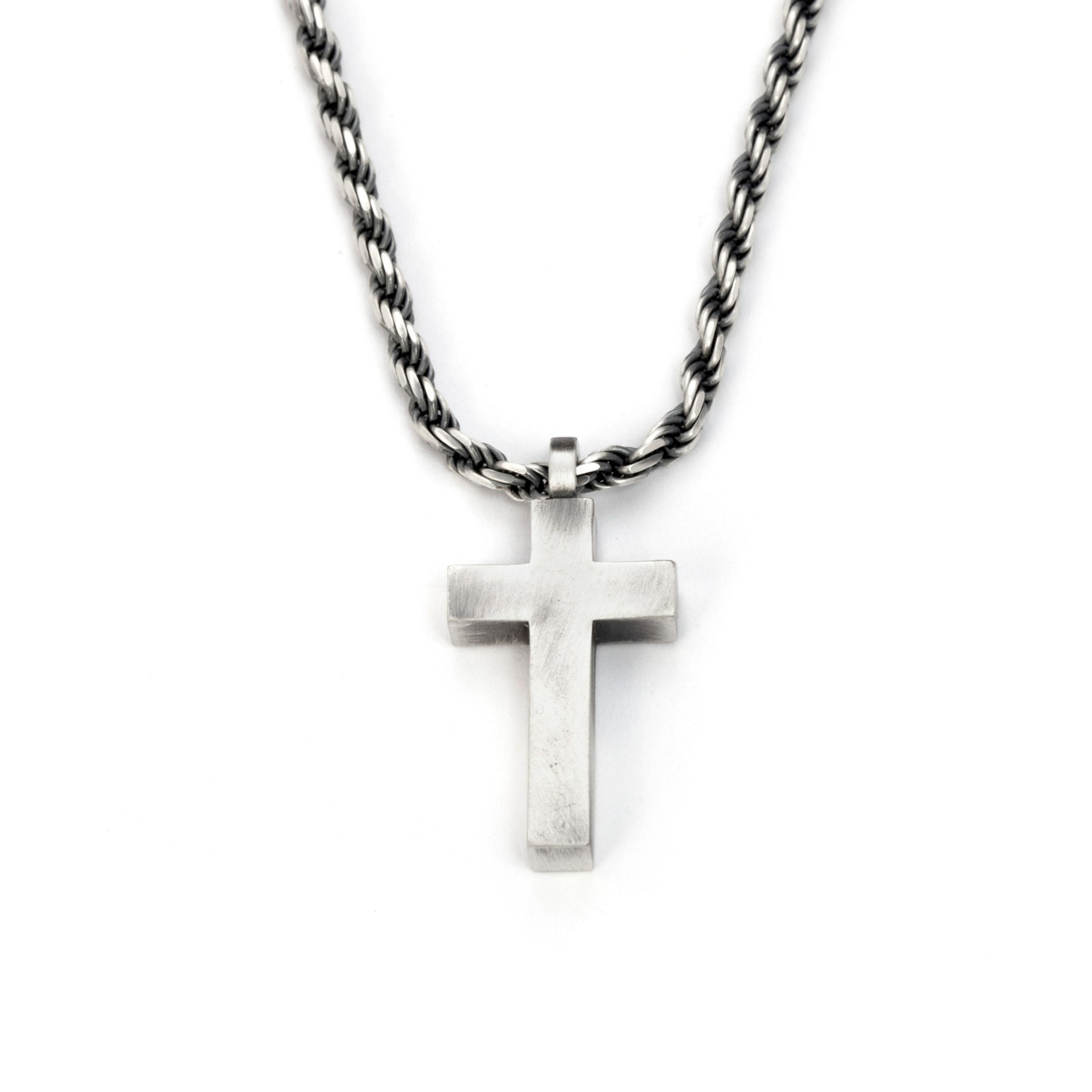 Cross Necklace Men Sterling Silver, Chunky Cross Chain Necklace, Religious Gifts