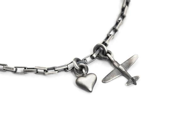 Thumbnail: Heart and Airplane Charm Bracelet,Aviation Gifts for Women