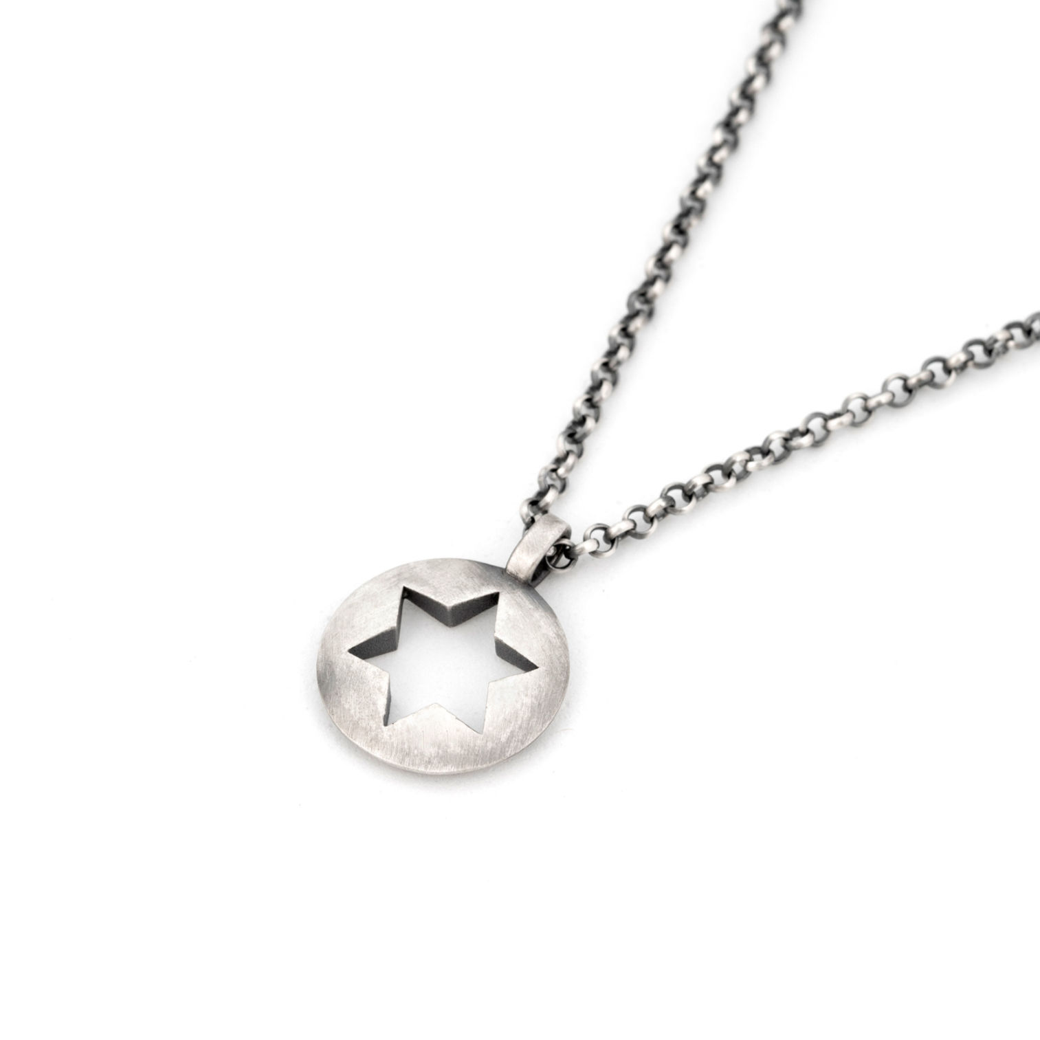 Star of David Pendant Necklace Men,Cut Out Star of David Chain