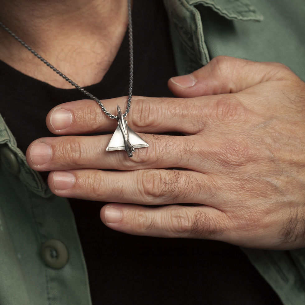 Thumbnail: Mirage Fighter Jet Necklace,Pilot Dad Gift, Vintage Aviation Gifts.