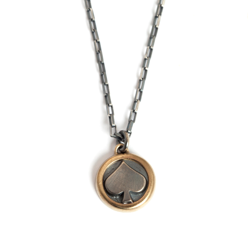 Sterling Silver Spade Pendant Necklace 