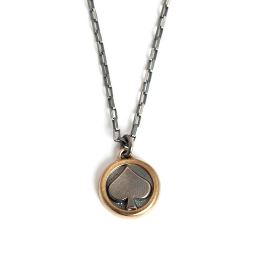 Sterling Silver Spade Pendant Necklace in 14K Gold for Men or Women Tomer M. Jewelry 2